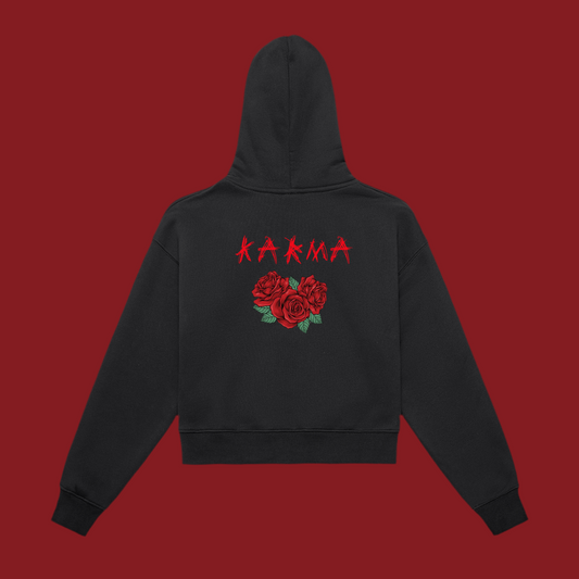 Fleeced Zip-Up Cropped Hoodie