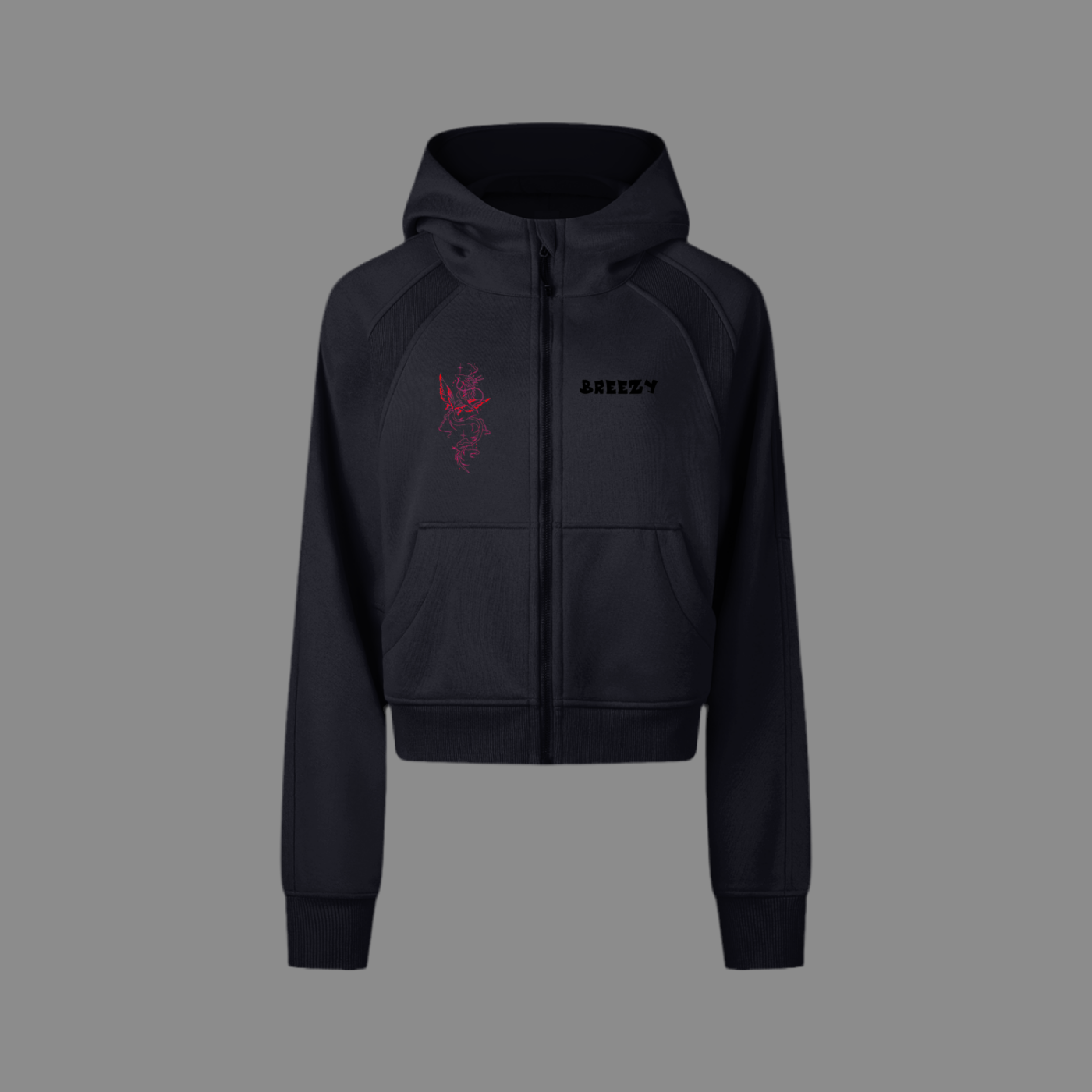 Cropped Zip-Through Hoodie