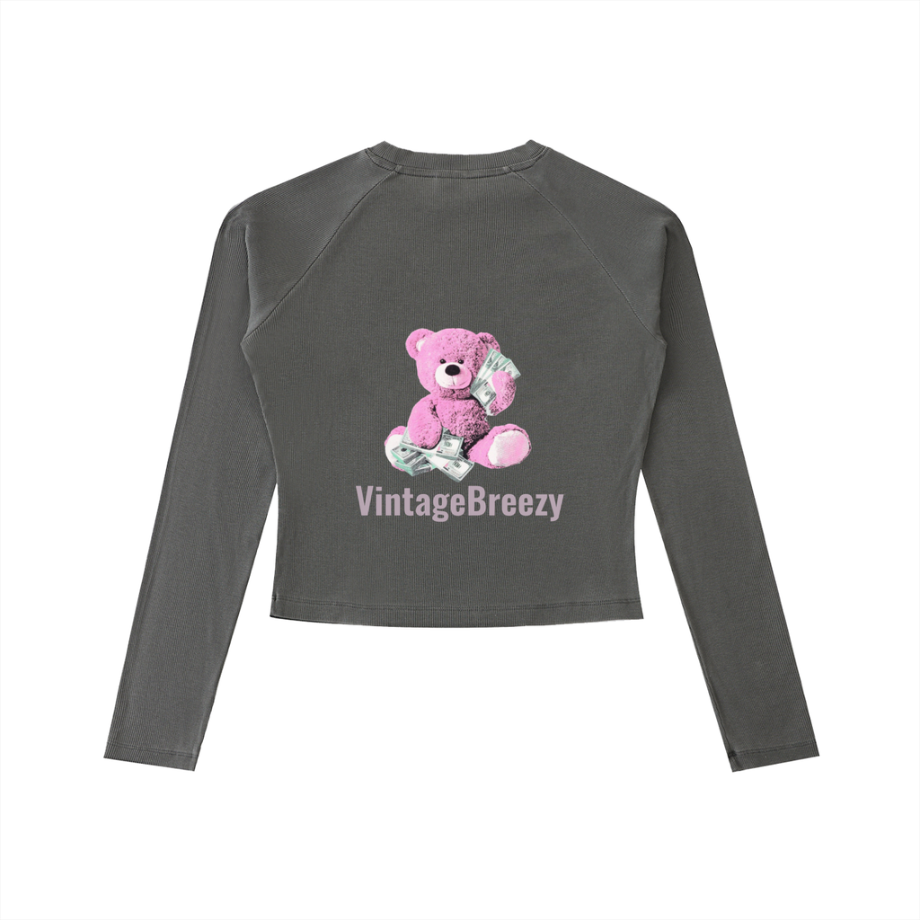 Dyed Washed Raglan Long Sleeve Slim T-Shirt