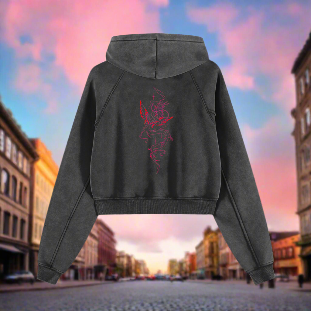 Vintage Breezy Custom Cropped Hoodie