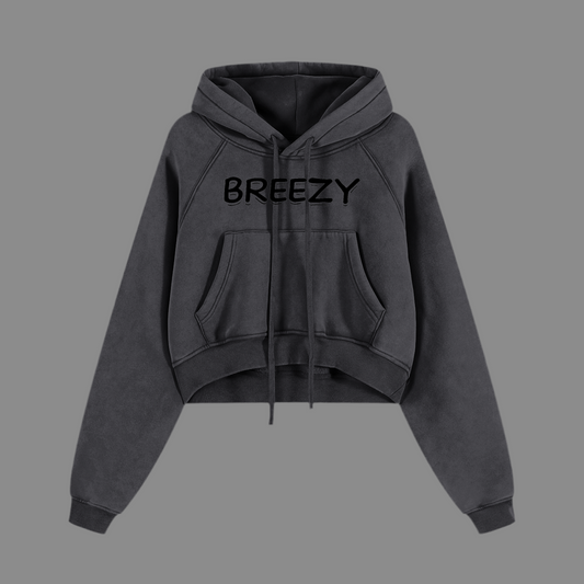 Vintage Breezy Custom Cropped Hoodie