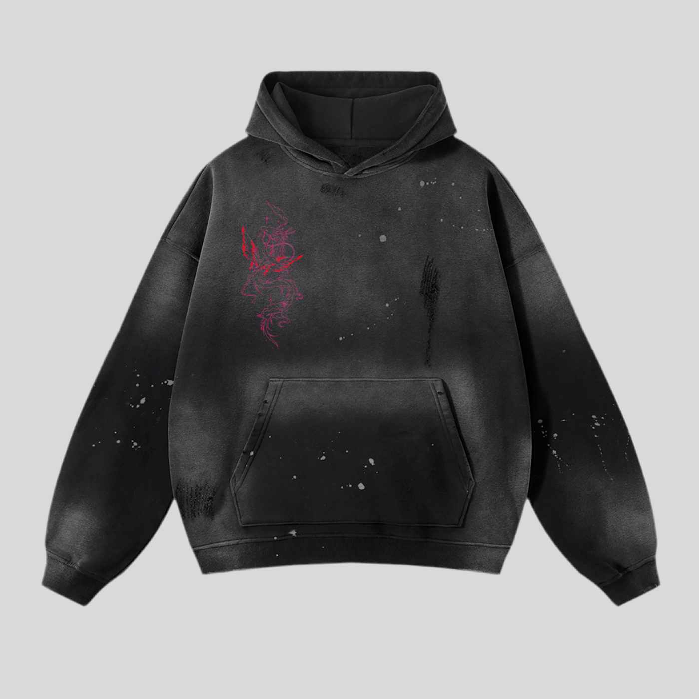 Vintage CUSTOM breezy Wash Frayed Fleece Hoodie - 360 GSM
