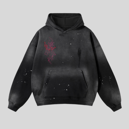 Vintage CUSTOM breezy Wash Frayed Fleece Hoodie - 360 GSM
