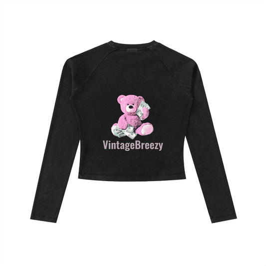 Dyed Washed Raglan Long Sleeve Slim T-Shirt