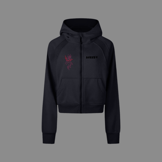 Cropped Zip-Through Hoodie