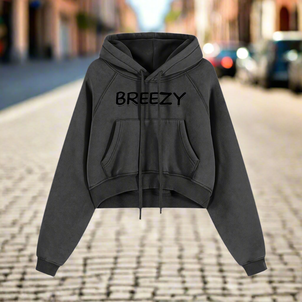 Vintage Breezy Custom Cropped Hoodie