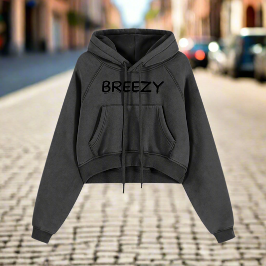 Vintage Breezy Custom Cropped Hoodie