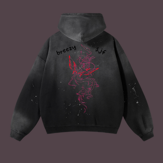 Vintage CUSTOM breezy Wash Frayed Fleece Hoodie - 360 GSM