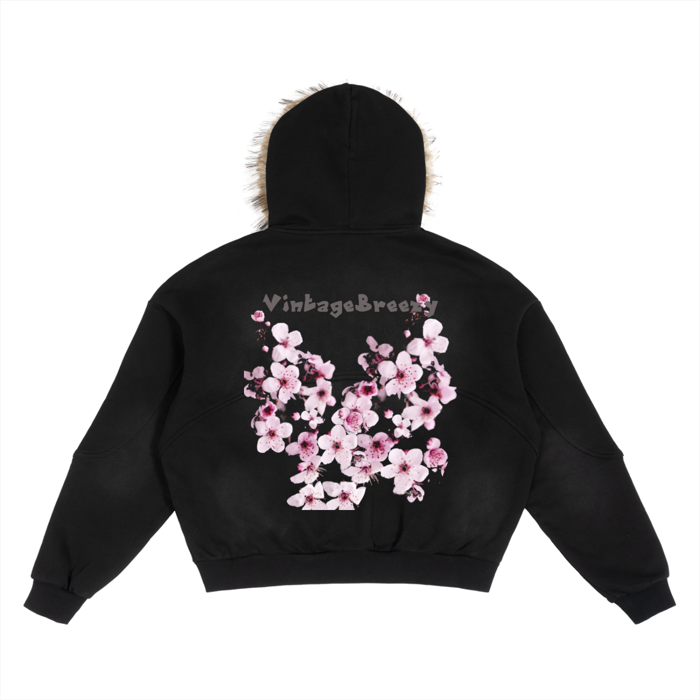 VintageBreezy Detachable Fur Hoodie