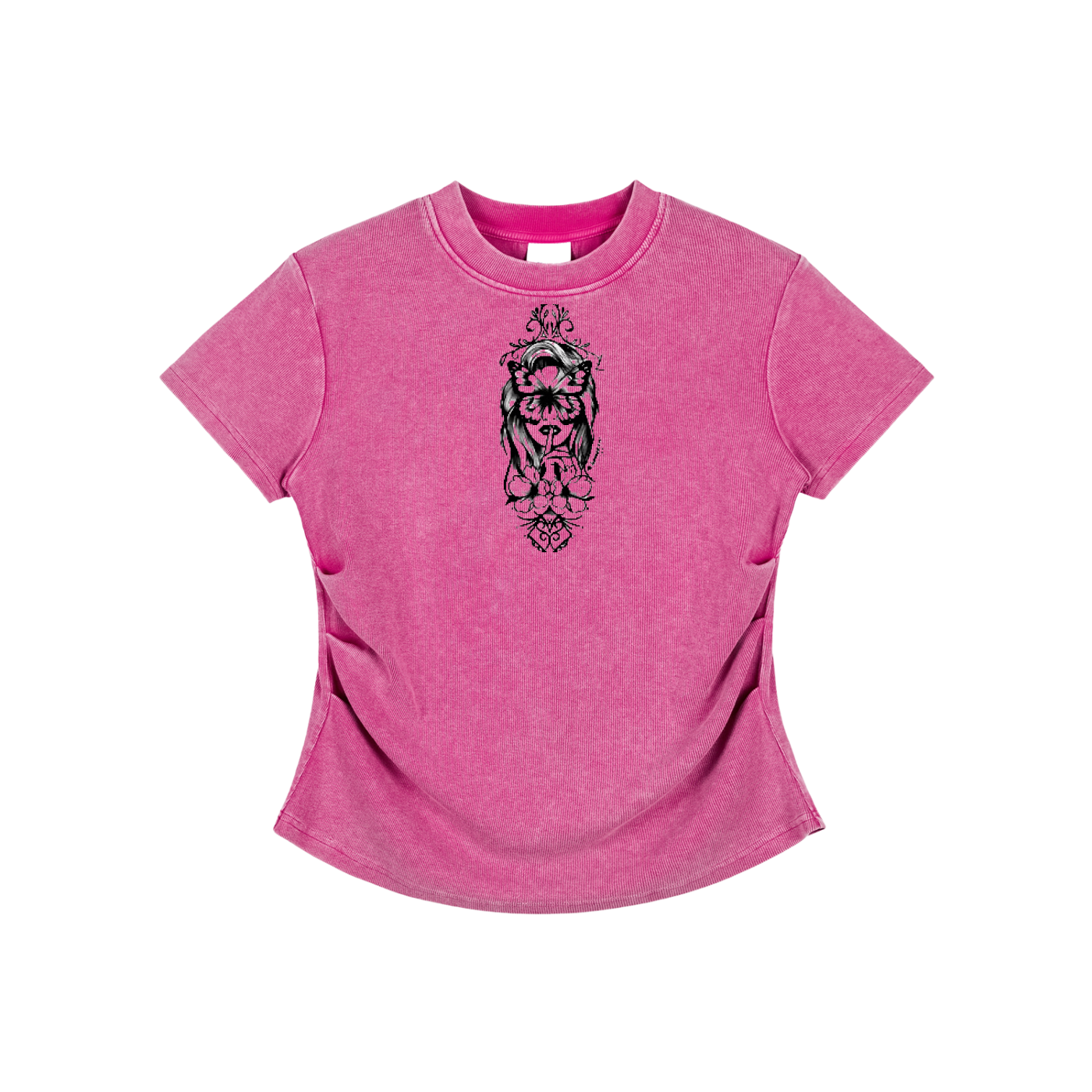 Vintaged-Wash Bodycon Cotton T-Shirt